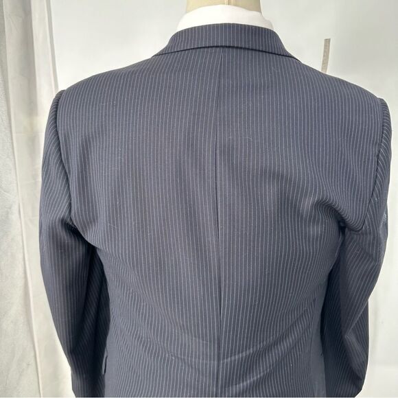 Hickey Freeman 2 Btn Wool and Cashmere Blend Navy Blue Pinstripe Sport Coat 42L - Picture 6 of 11